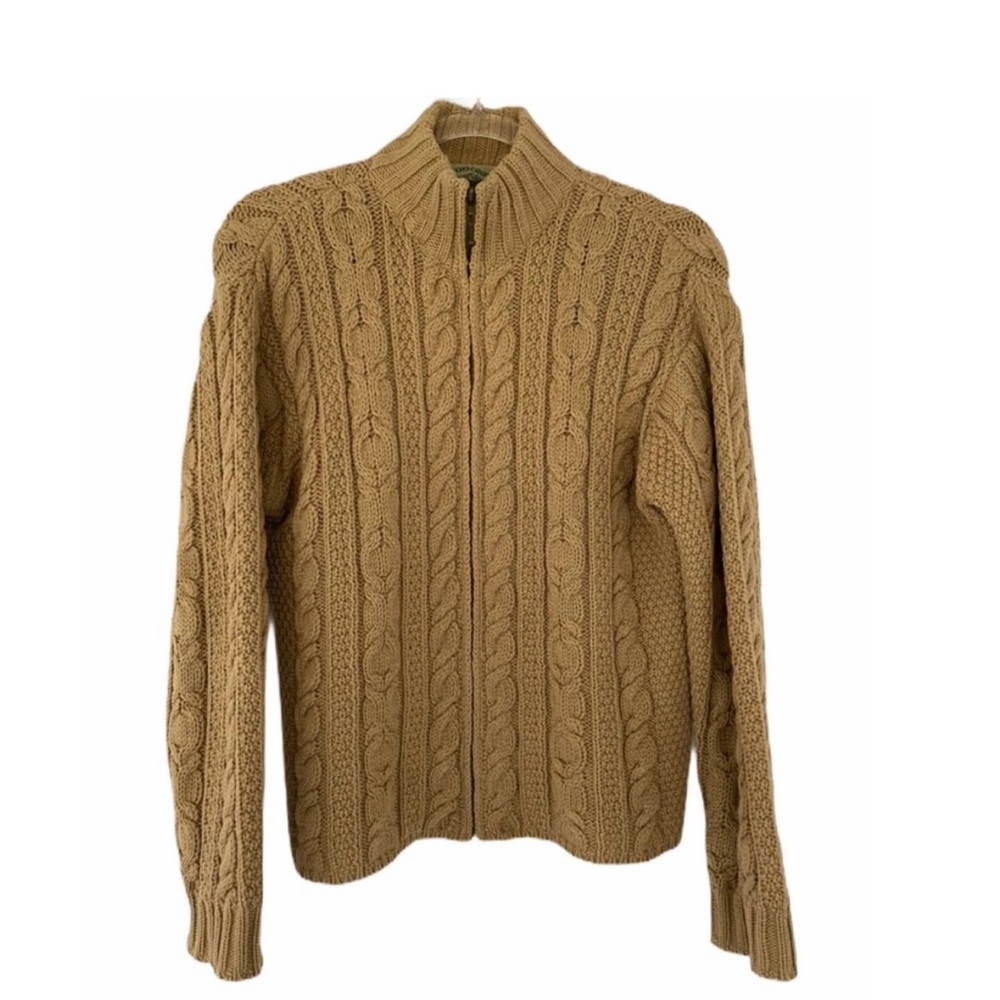 Aran Crafts 100% Merino Wool Zip Cardigan Sweater
